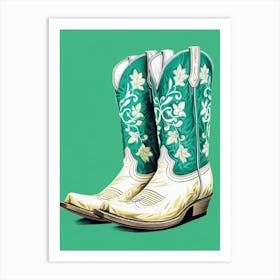 Cowgirl Boots Green 1 Art Print