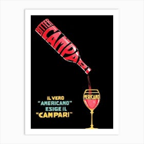 Campari Aperitivo Red Black Bar Cocktails Vintage Bitter Art Print
