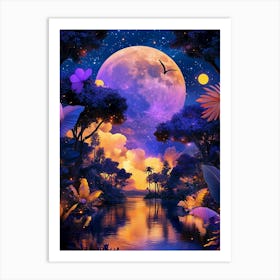 Full Moon In The Forest Art Print