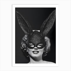 Marilyn Monroe Wearing Bunny Mask Art Print