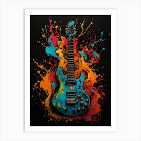 Electric Guitar With Paint Splashes Art Print