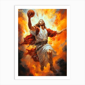 Jesus Dunk Basketball Art Print