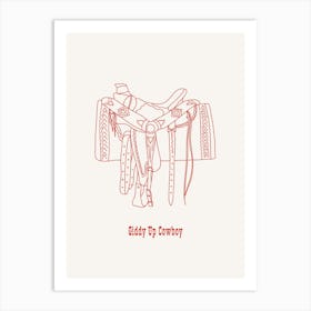 Giddy Up Cowboy Red Art Print