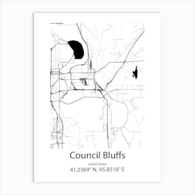 Council Bluffs,United States Minimalist Map Art Print