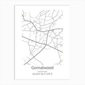 Gornalwood,United Kingdom Minimalist Map Art Print