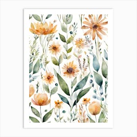 Watercolor Flowers 1 Art Print