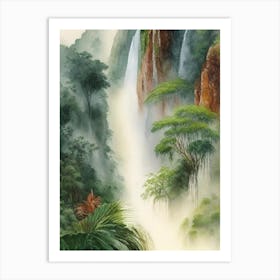 Gocta Cataracts, Peru Water Colour  (3) Art Print