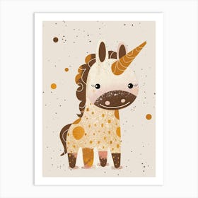 Beige Cute Kids Unicorn 1 Art Print