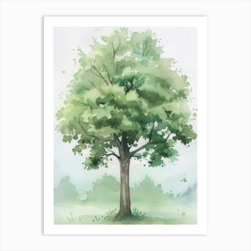 Lime Tree Atmospheric Watercolour Painting 3 Art Print