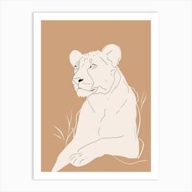 Lion - Boho, Line Art 9 Art Print