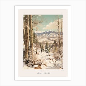 Vintage Winter Poster Aspen Colorado 3 Art Print