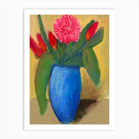 Flowers In Blue Vase Art Print