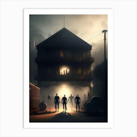 Zombies In Front Of A House Art Print