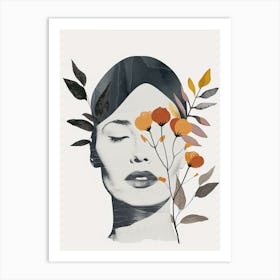 Woman With Flowers, Minimslim Art Print