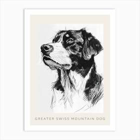 Greater Swiss Mountain Dog Line Sketch 3 Poster Art Print