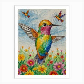 Colorful Hummingbird 3 Art Print