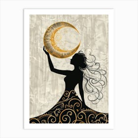 Woman Holding A Moon 1 Art Print