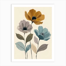 Timeless Botanical Line Drawings | Elegant & Simple Floral Wall Art Art Print