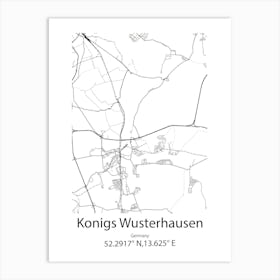 Konigs Wusterhausen,Germany Minimalist Map Art Print