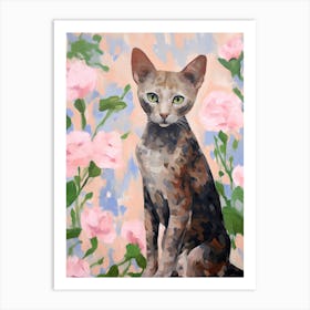 A Devon Rex Cat Painting, Impressionist Painting 4 Art Print