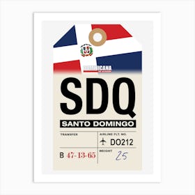 Santo Domingo (SDQ) Dominican Republic Vintage Airline Luggage Tag Art Print