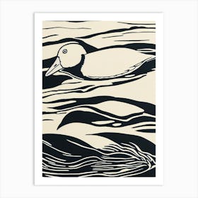 Bufflehead Linocut Bird Art Print