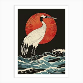 Crane In The Sea Art Print