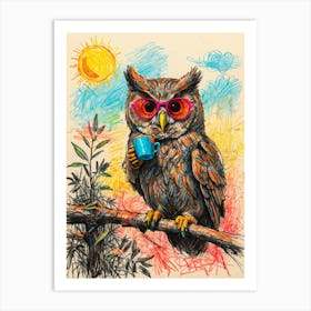 Owl In Sunglasses Art Print