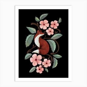 Fox And Cherry Blossoms Art Print