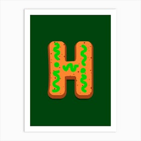 Gingerbread Christmas Letters Living Room Holiday Display Green 08 Art Print