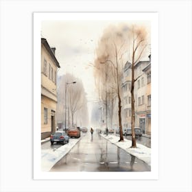 Watercolor Of A City Street Art Print