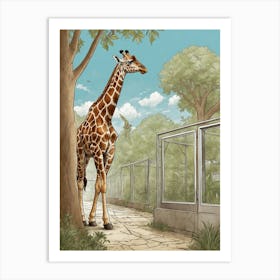 Giraffe At The Zoo Art Print