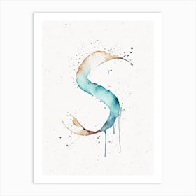 S, Letter, Alphabet Minimalist Watercolour 2 Art Print