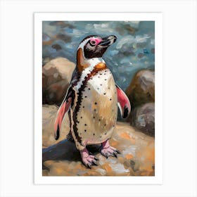 Adlie Penguin Robben Island Oil Painting 3 Art Print