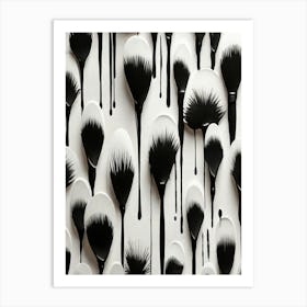 Black And White Makeup Brushes Art Print