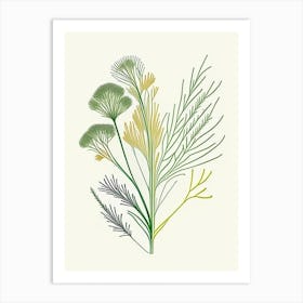 Fennel Seeds Spices And Herbs Minimal Line Drawing 8 Art Print