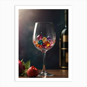 Wine Glass With Jewels Art Print