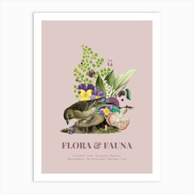 Flora & Fauna with Greenfinch Art Print