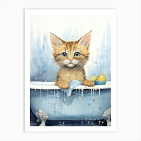 Ocicat In Bathtub Bathroom 1 Art Print