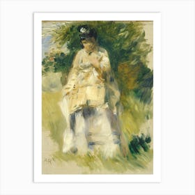Woman Standing By A Tree, Pierre Auguste Renoir Art Print