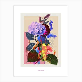 Hydrangea 4 Neon Flower Collage Poster Art Print