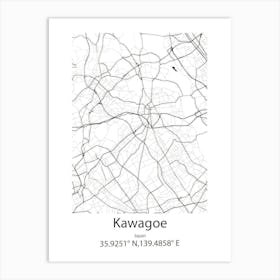 Kawagoe,Japan Minimalist Map Poster