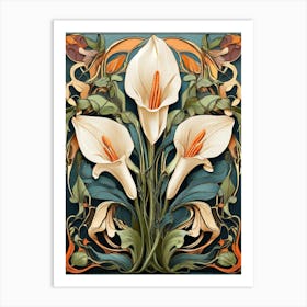 Default Stylized Colorful Design Of Arum Lilies In Art Nouveau 1 Art Print