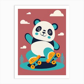 Panda Bear Rollerskating Art Print