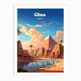 Giza Egypt Pyramid Modern Travel Art Art Print