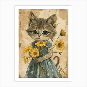 Cat With Flowers 6 Art Print