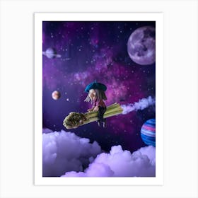 Girl Flying In Space Póster