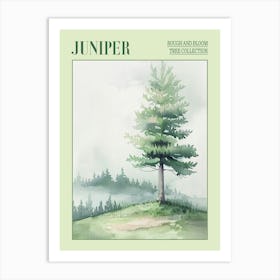 Juniper Tree Atmospheric Watercolour Painting 3 Poster Art Print