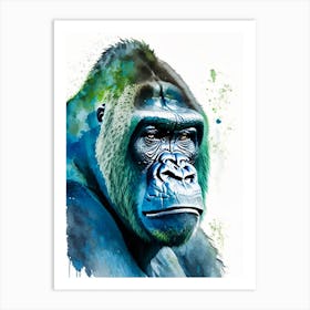 Gorilla With Confused Face Gorillas Mosaic Watercolour 2 Art Print