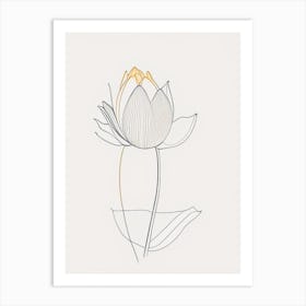 American Lotus Minimal Line Drawing 4 Art Print
